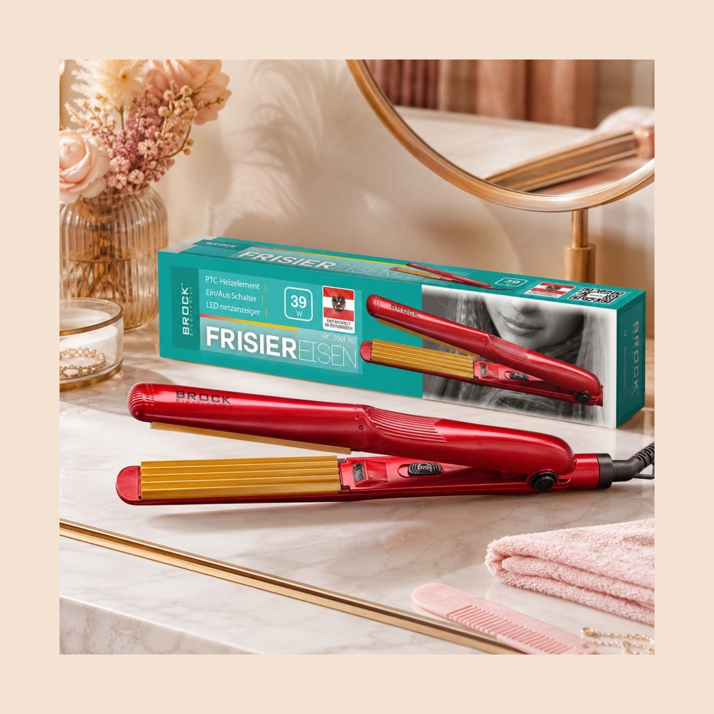 Brock HC 2001 RD Ceramic Hair Crimper 25W, Red