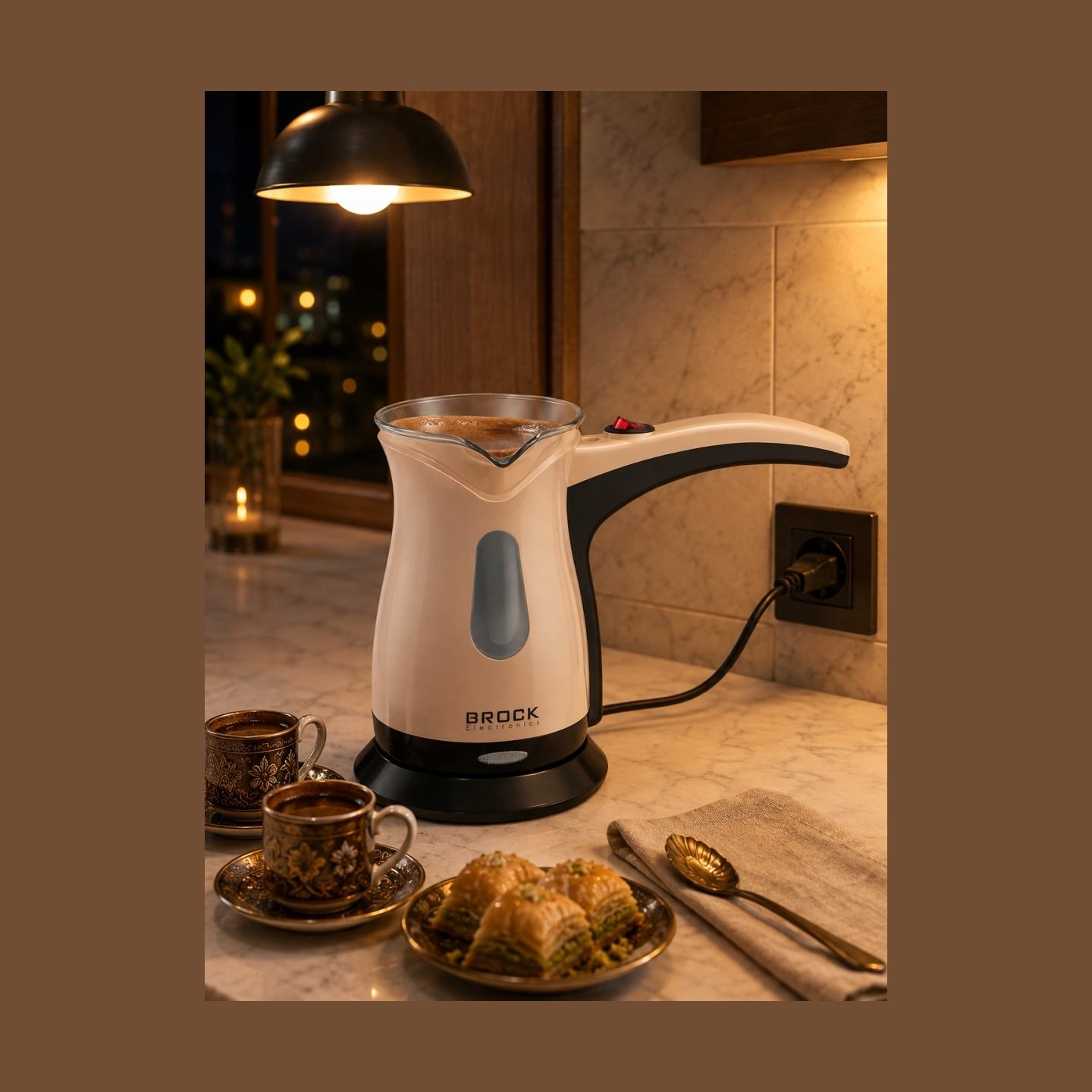 Brock ECP 106 Turkish Coffee Maker 0,5L 500W, Cream/Black