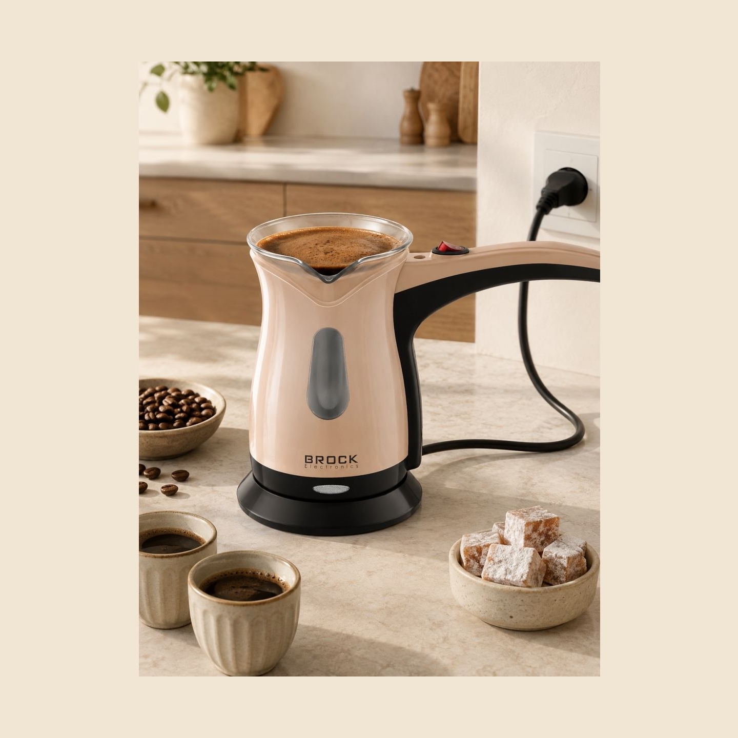 Brock ECP 106 Turkish Coffee Maker 0,5L 500W, Cream/Black