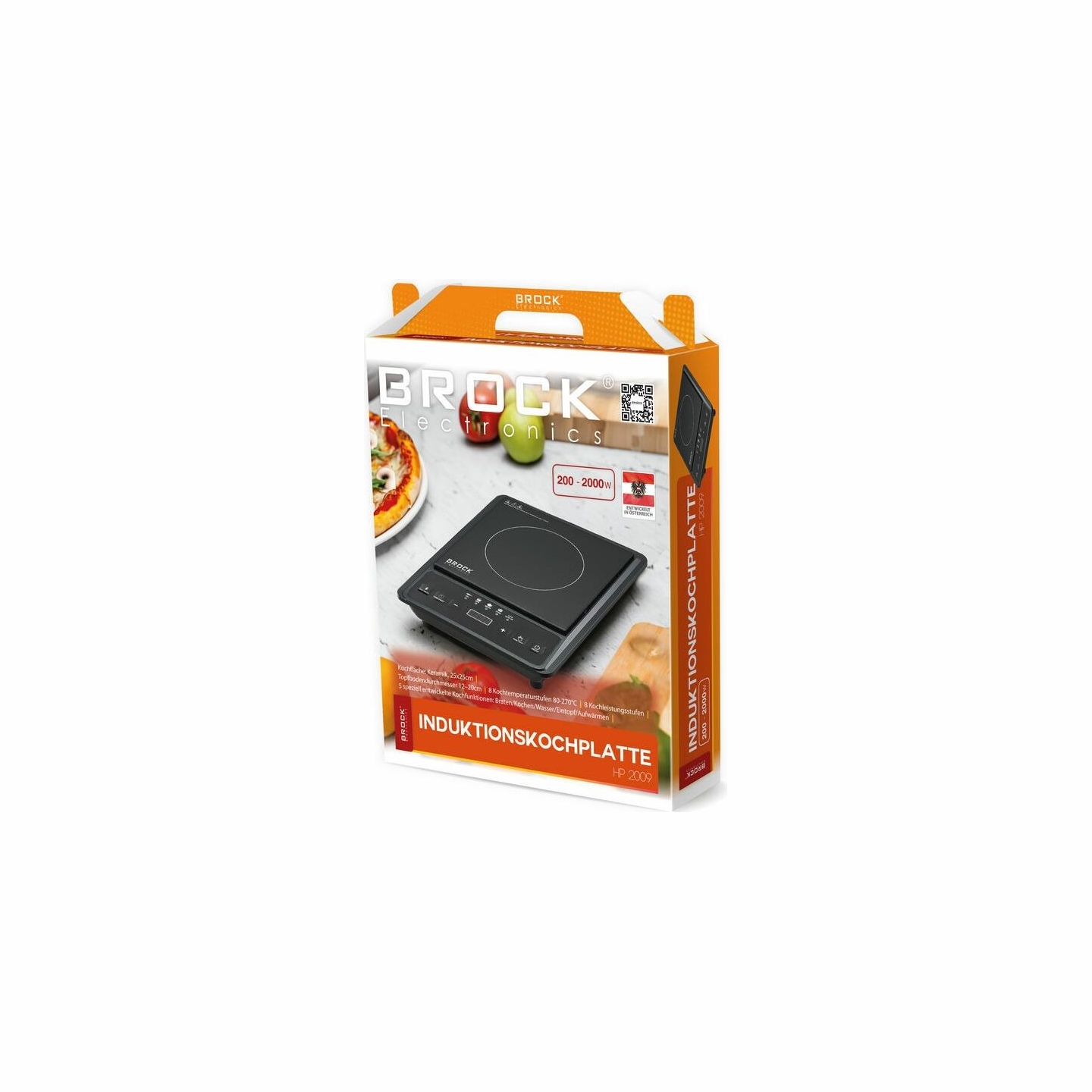 Brock HP 2009 Induction Cooker 2000W, Ceramic Surface 250x250 mm, Black