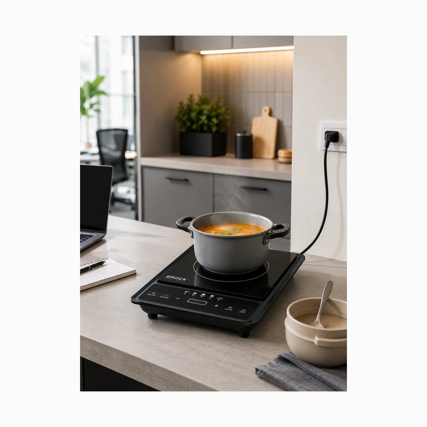Brock HP 2009 Induction Cooker 2000W, Ceramic Surface 250x250 mm, Black
