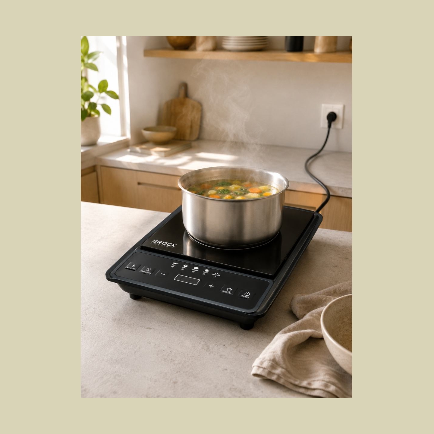 Brock HP 2009 Induction Cooker 2000W, Ceramic Surface 250x250 mm, Black