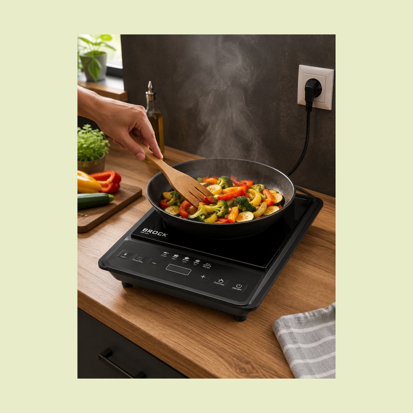 Brock HP 2009 Induction Cooker 2000W, Ceramic Surface 250x250 mm, Black