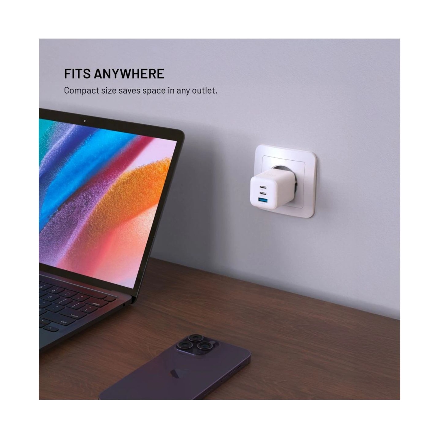 Fixed Mini 2x USB-C and USB GaN Charger 65W