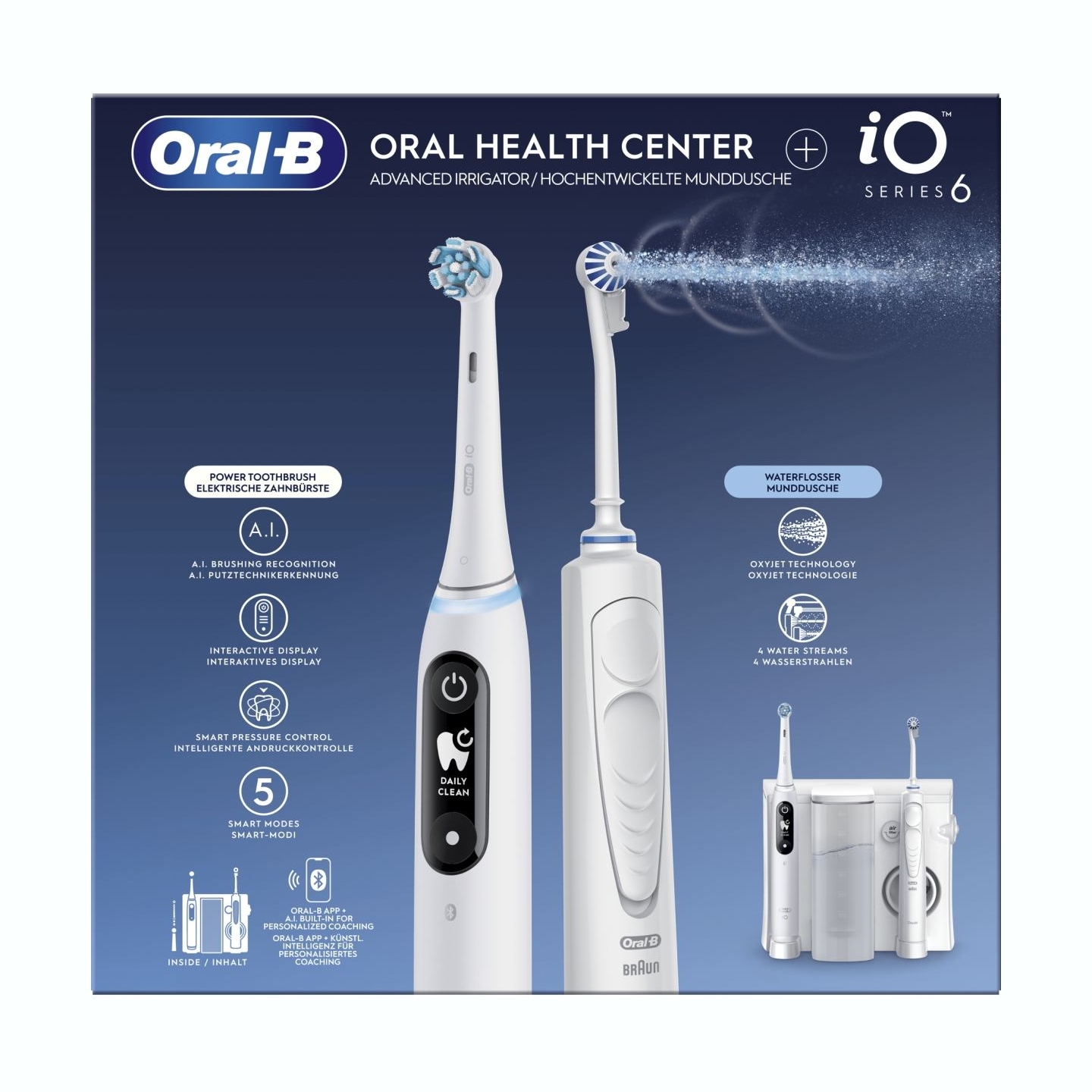 Oral-B Electric Toothbrush | iO6 & OxyJet | Rechargeable | For adults | Number of brush heads included 2 | Number of teeth brush