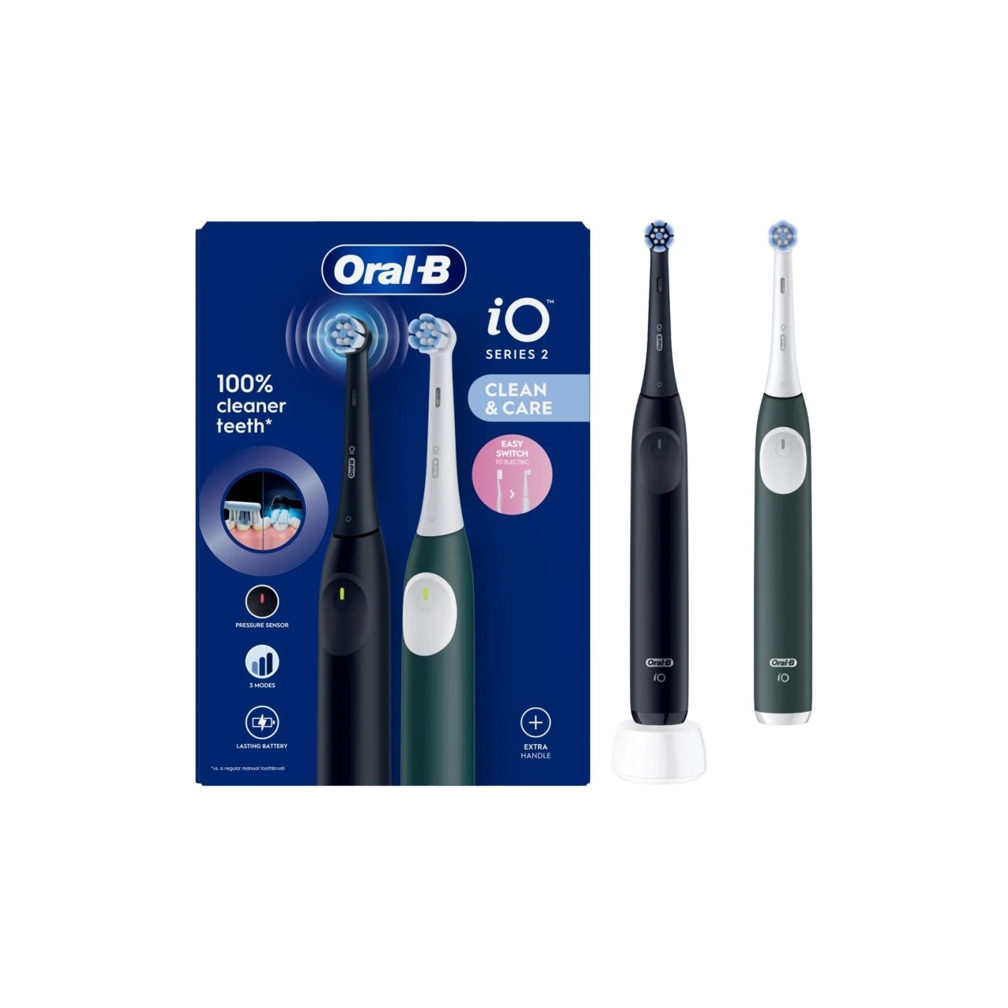 Oral-B Electric Toothbrush, Duo pack | iO2 Series | Rechargeable | For adults | Number of brush heads included 2 | Number of tee