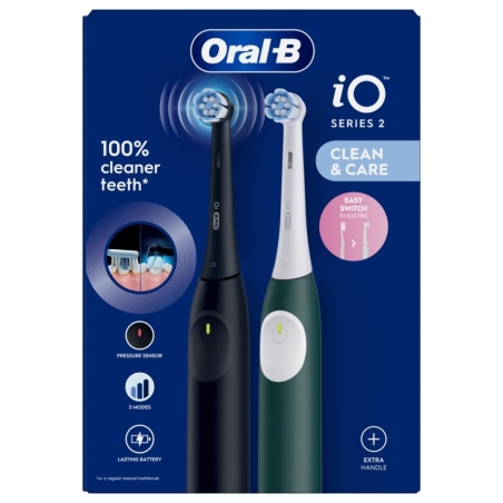 Oral-B Electric Toothbrush, Duo pack | iO2 Series | Rechargeable | For adults | Number of brush heads included 2 | Number of tee