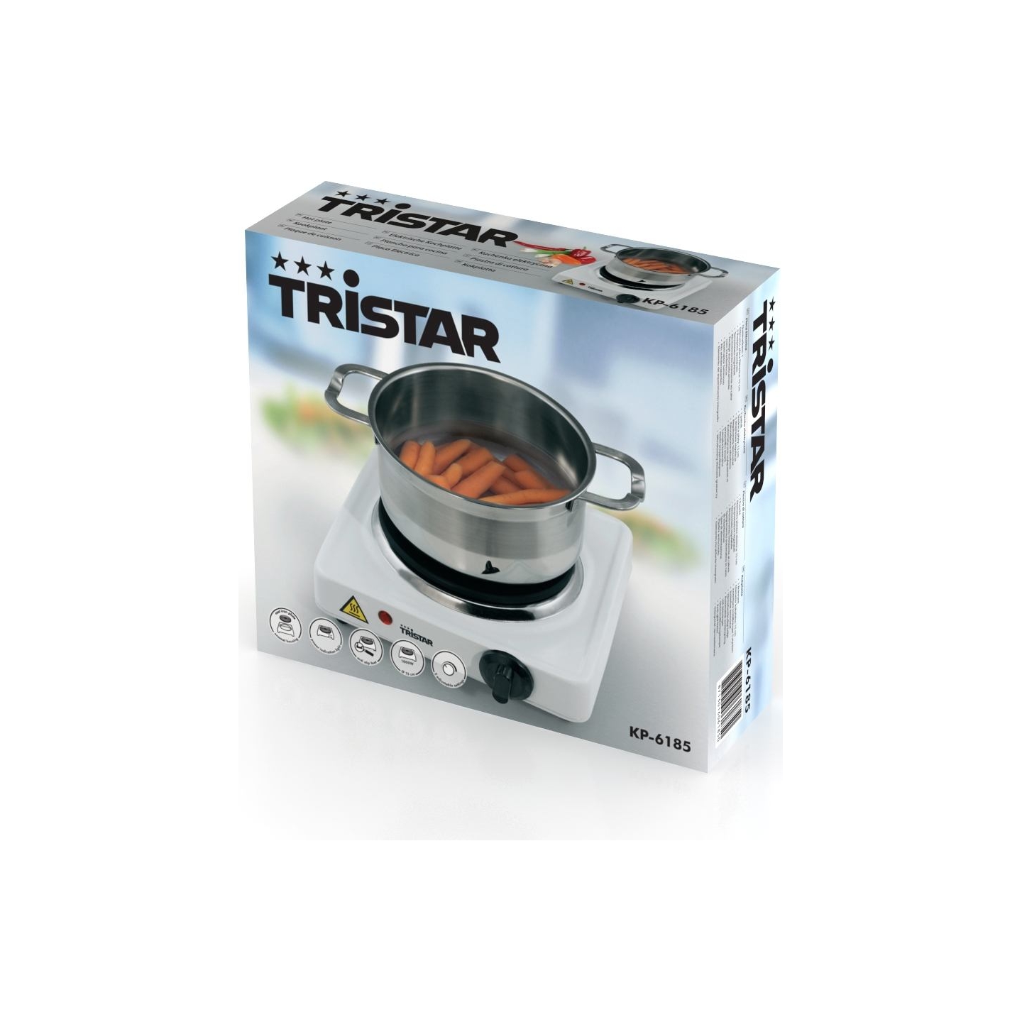 Tristar | Free standing table hob | KP-6185 | Number of burners/cooking zones 1 | Rotary | Black, White | Electric