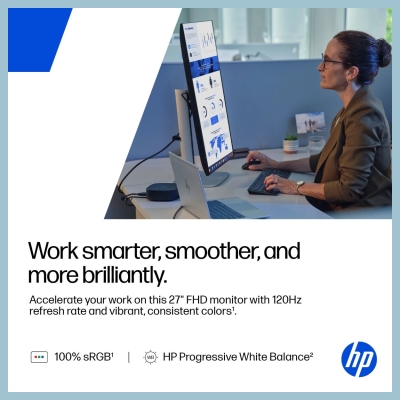 HP 527pf Series 5 Pro FHD Monitor - 27" 1920x1080 FHD 350-nit 120Hz AG, IPS, HDMI/DisplayPort, 4x USB-A, height adjustable/tilt/