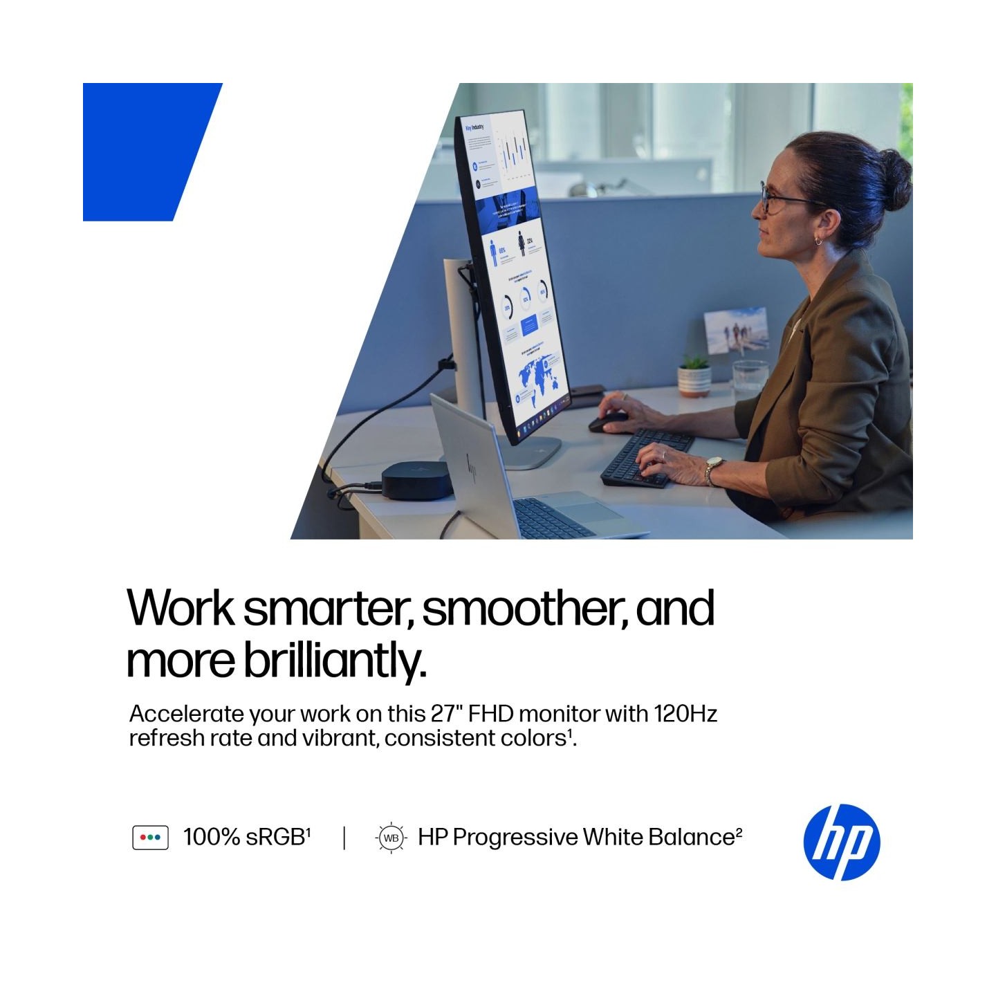 HP 527pf Series 5 Pro FHD Monitor - 27" 1920x1080 FHD 350-nit 120Hz AG, IPS, HDMI/DisplayPort, 4x USB-A, height adjustable/tilt/