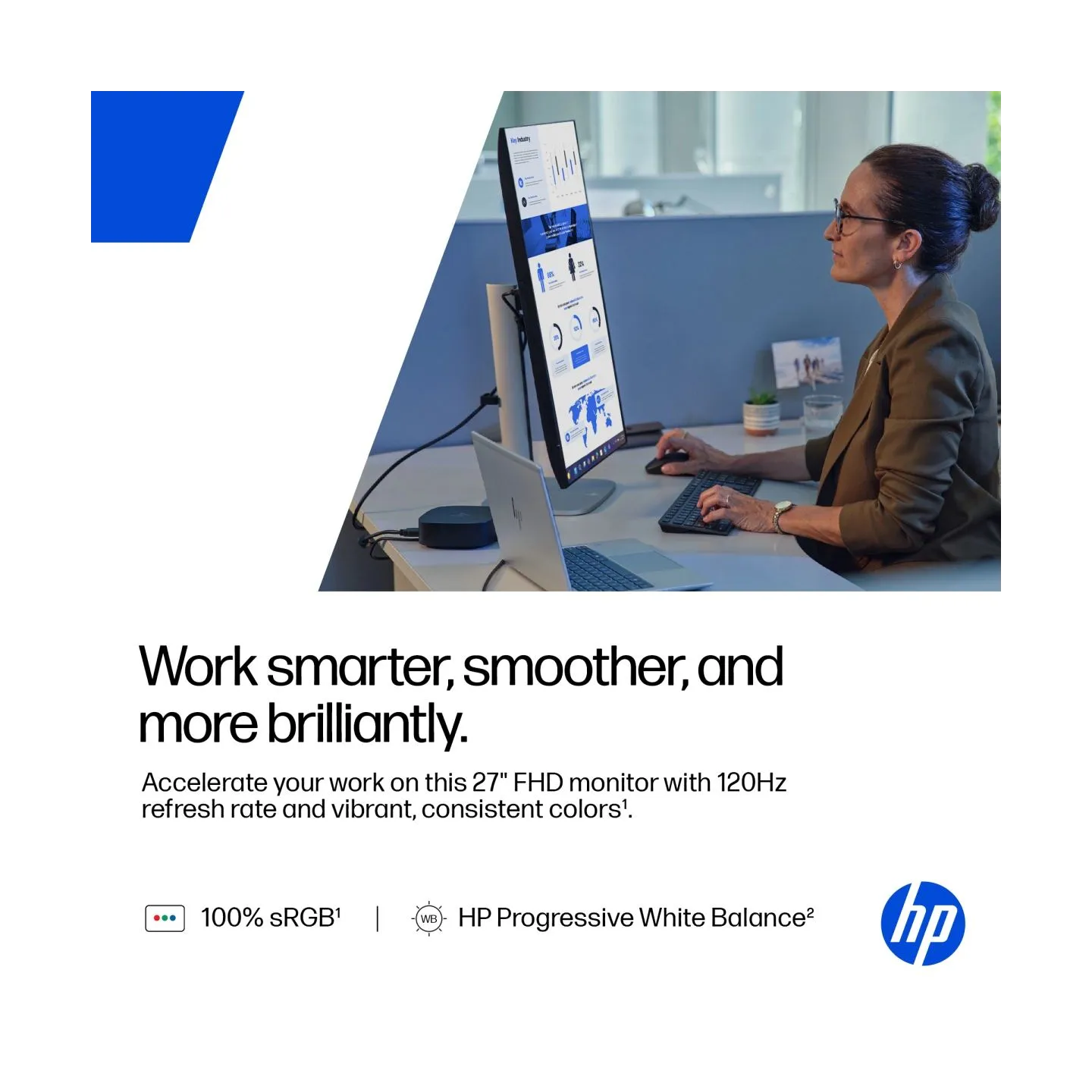HP 527pf Series 5 Pro FHD Monitor - 27" 1920x1080 FHD 350-nit 120Hz AG, IPS, HDMI/DisplayPort, 4x USB-A, height adjustable/tilt/