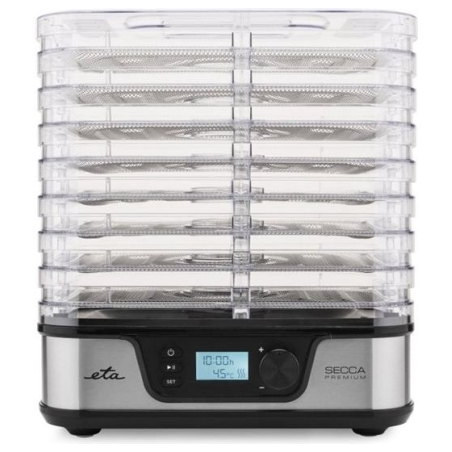 ETA Food dryer | ETA930190000 Secca Premium | Power 380 W | Number of trays 8 | Temperature control | Integrated timer | Silver