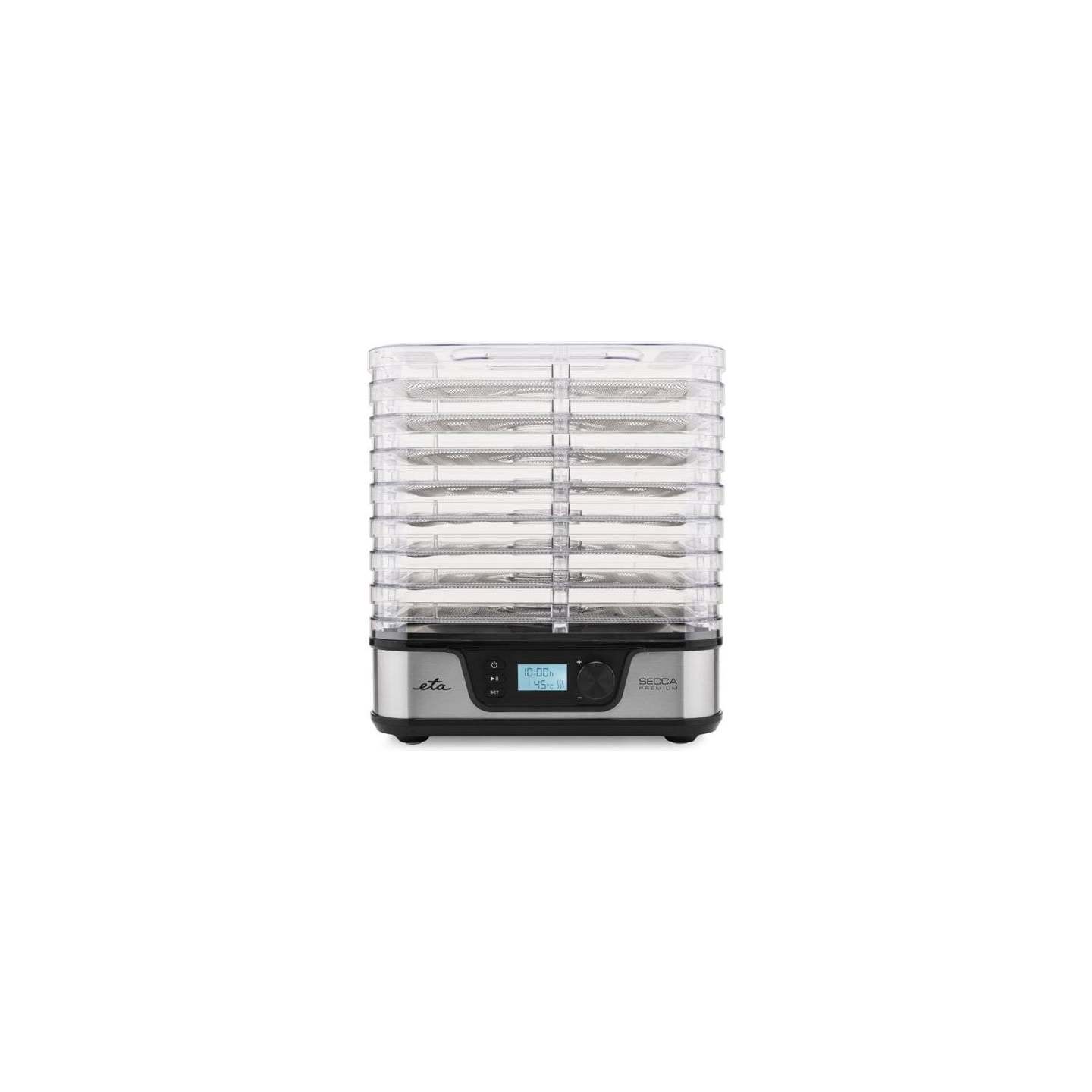 ETA Food dryer | ETA930190000 Secca Premium | Power 380 W | Number of trays 8 | Temperature control | Integrated timer | Silver