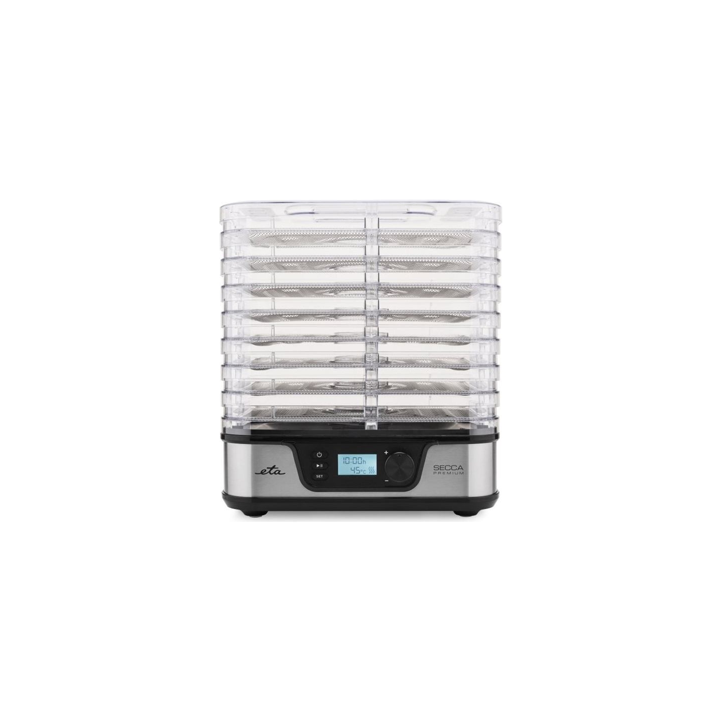 ETA Food dryer | ETA930190000 Secca Premium | Power 380 W | Number of trays 8 | Temperature control | Integrated timer | Silver