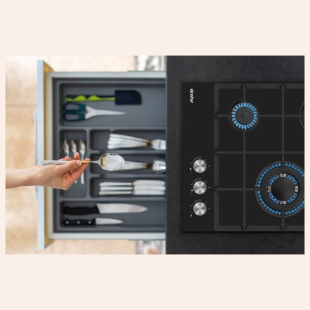 Simfer | Hob | H4.305.HGSSP | Gas on glass | Number of burners/cooking zones 3 | Rotary knobs | Black