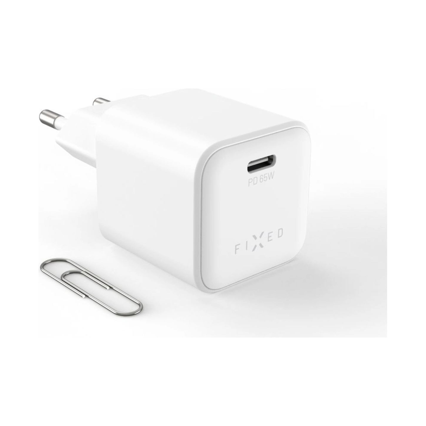 Fixed Mini GaN power adapter with USB-C output and PD support, 65W