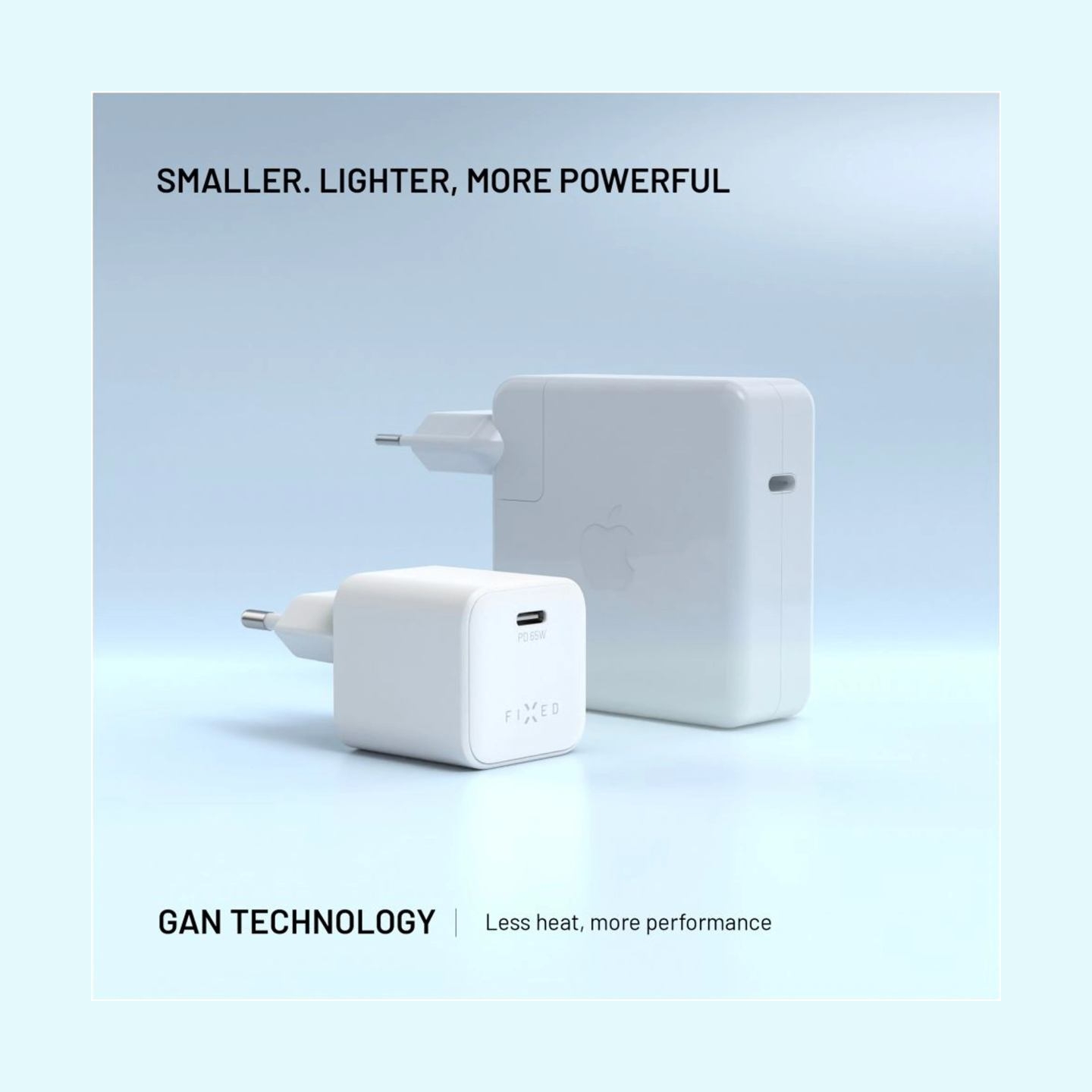 Fixed Mini GaN power adapter with USB-C output and PD support, 65W