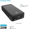 Fixed Power Bank Zen2 20 with LCD Display and PD 20W Output | 20000 mAh | Black
