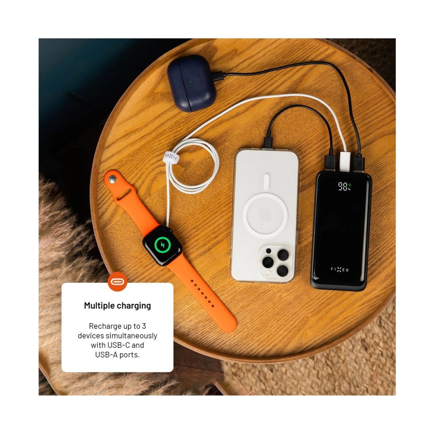 Fixed Power Bank Zen2 20 with LCD Display and PD 20W Output | 20000 mAh | Black