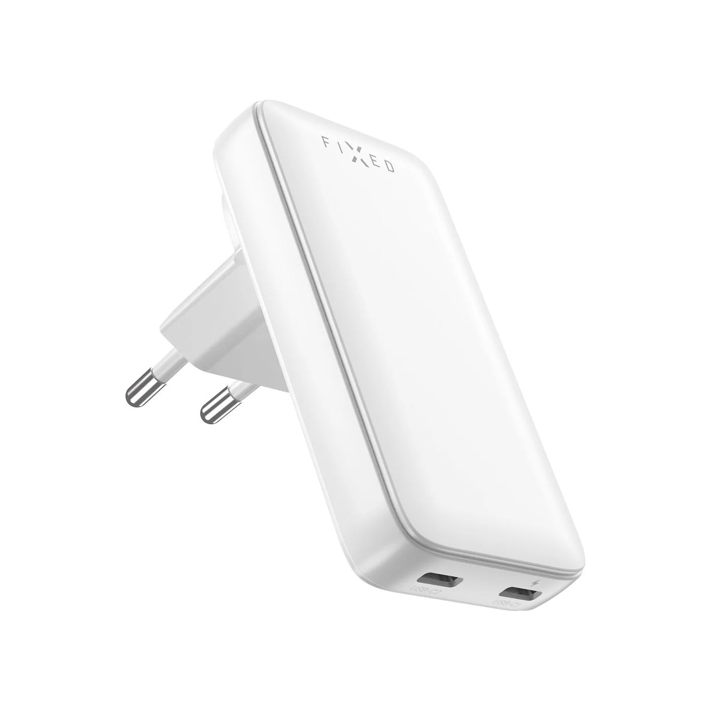 Fixed Slim Traveller 2xUSB-C Travel Charger with world adapters, GaN, 45W | White