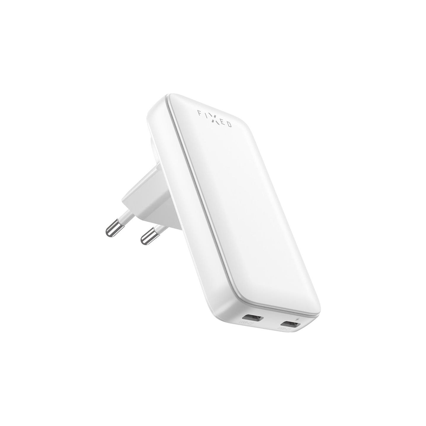 Fixed Slim Traveller 2xUSB-C Travel Charger with world adapters, GaN, 45W | White