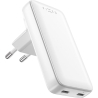 Fixed Slim Traveller 2xUSB-C Travel Charger with world adapters, GaN, 45W | White