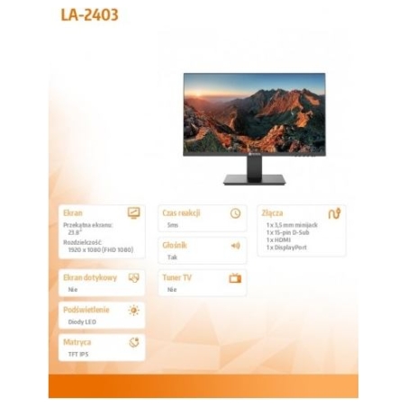 Ag Neovo Monitor 23.8 inches LA-2403 IPS FHD 100Hz HDMI DP VGA