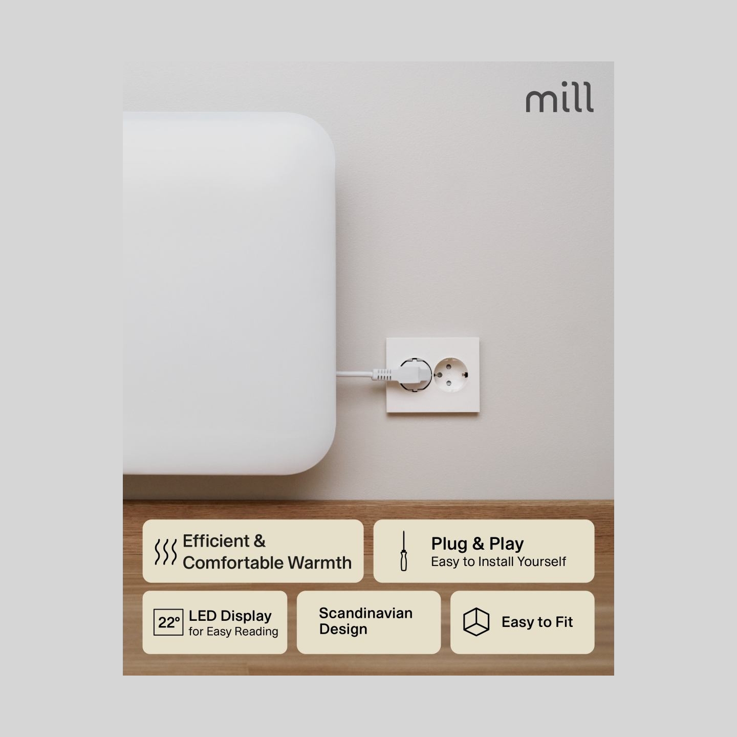 Mill | Heater | IB250 Steel | Panel Heater | 250 W | Number of power levels 1 | Suitable for rooms up to 2-5 m² | White