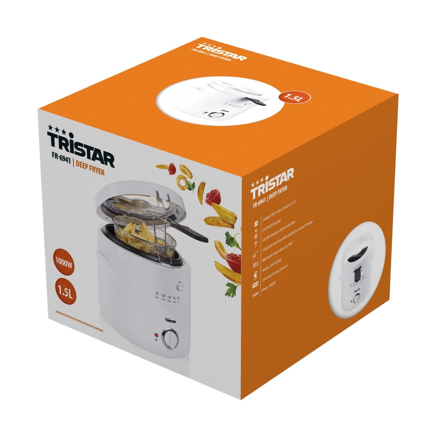 Tristar | Deep Fryer | FR-6941 | Power 1000 W | Capacity 1.5 L | White