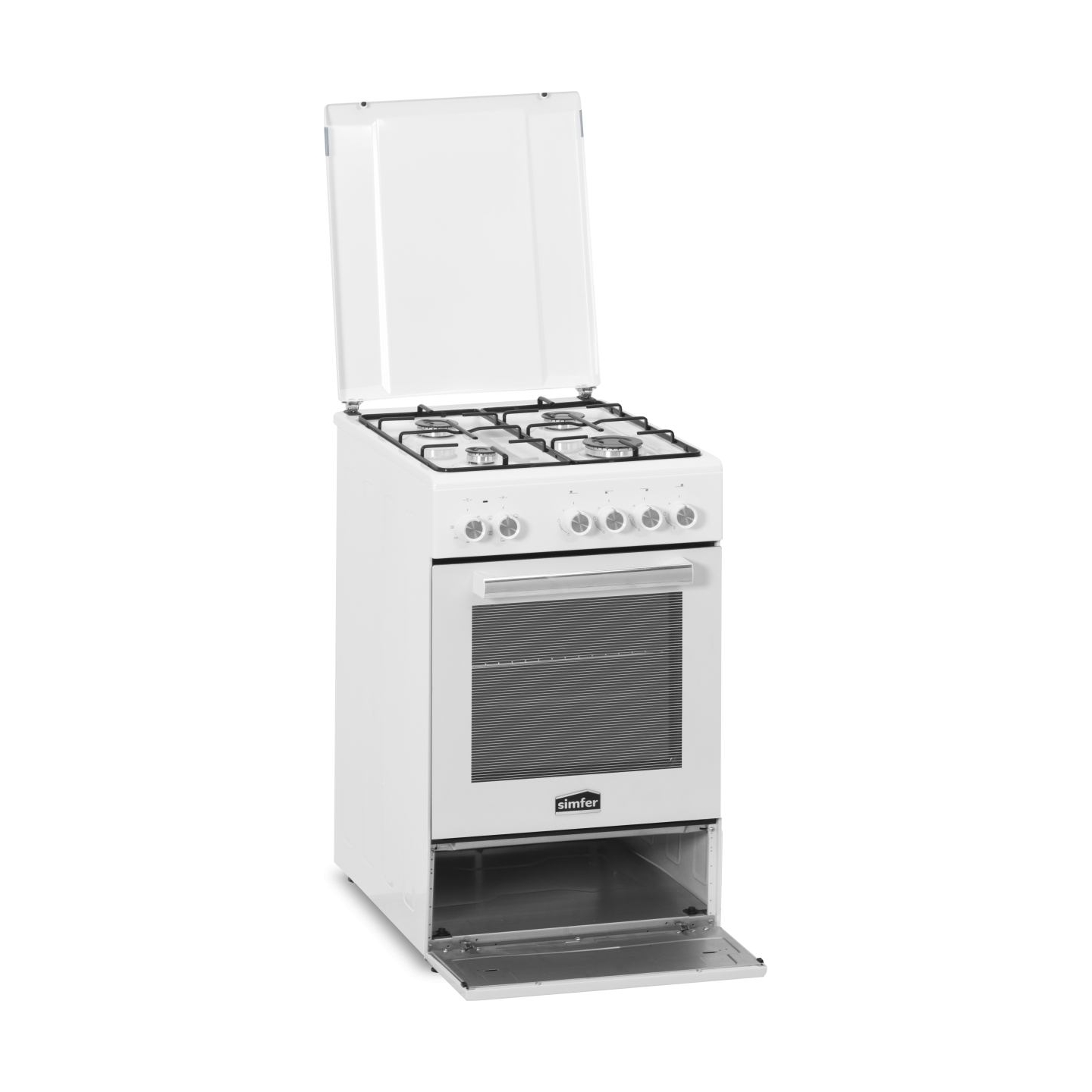 Simfer | Cooker | 5405SERBB | Hob type Gas | Oven type Electric | White | Width 50 cm | Electronic ignition | Depth 60 cm | 43 L