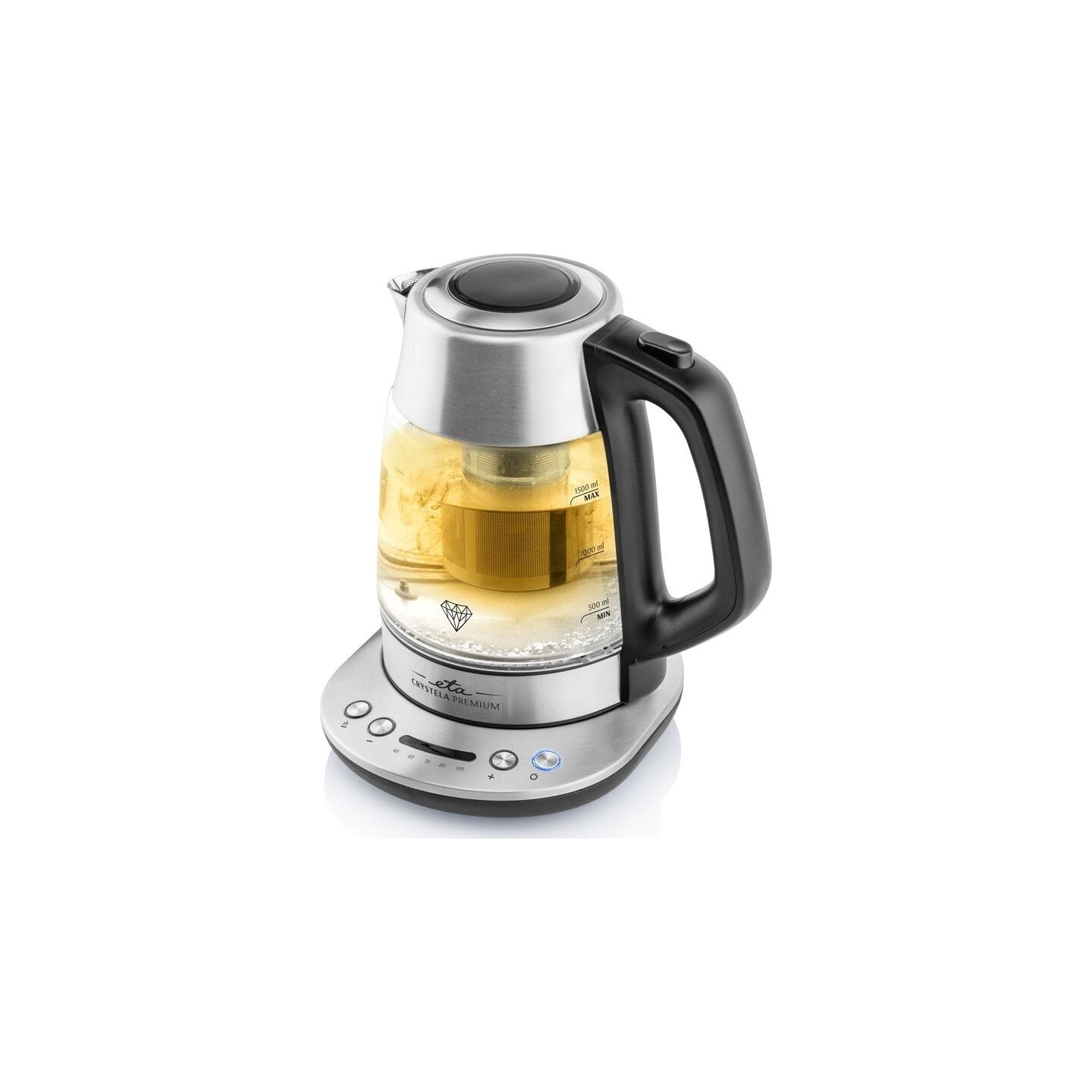 ETA | Kettle | Crystela Premium ETA915390000 | Electric | 2200 W | 1.5 L | Glass | 360° rotational base | Stainless steel/Glass