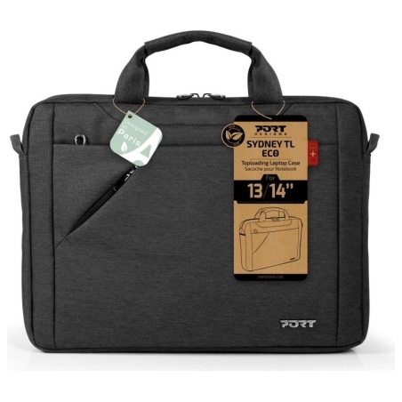 Port Designs | S13 Sydney ECO Case | Fits up to size 13/14 " | Top Loading | Black | Shoulder strap