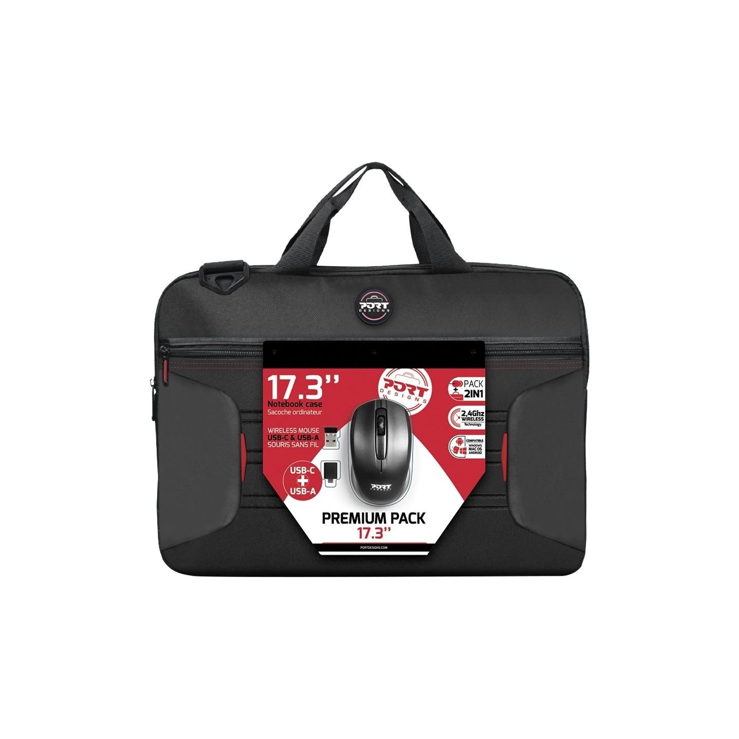 Port Designs | PREMIUM PACK 17.3 | Messenger - Briefcase | Black