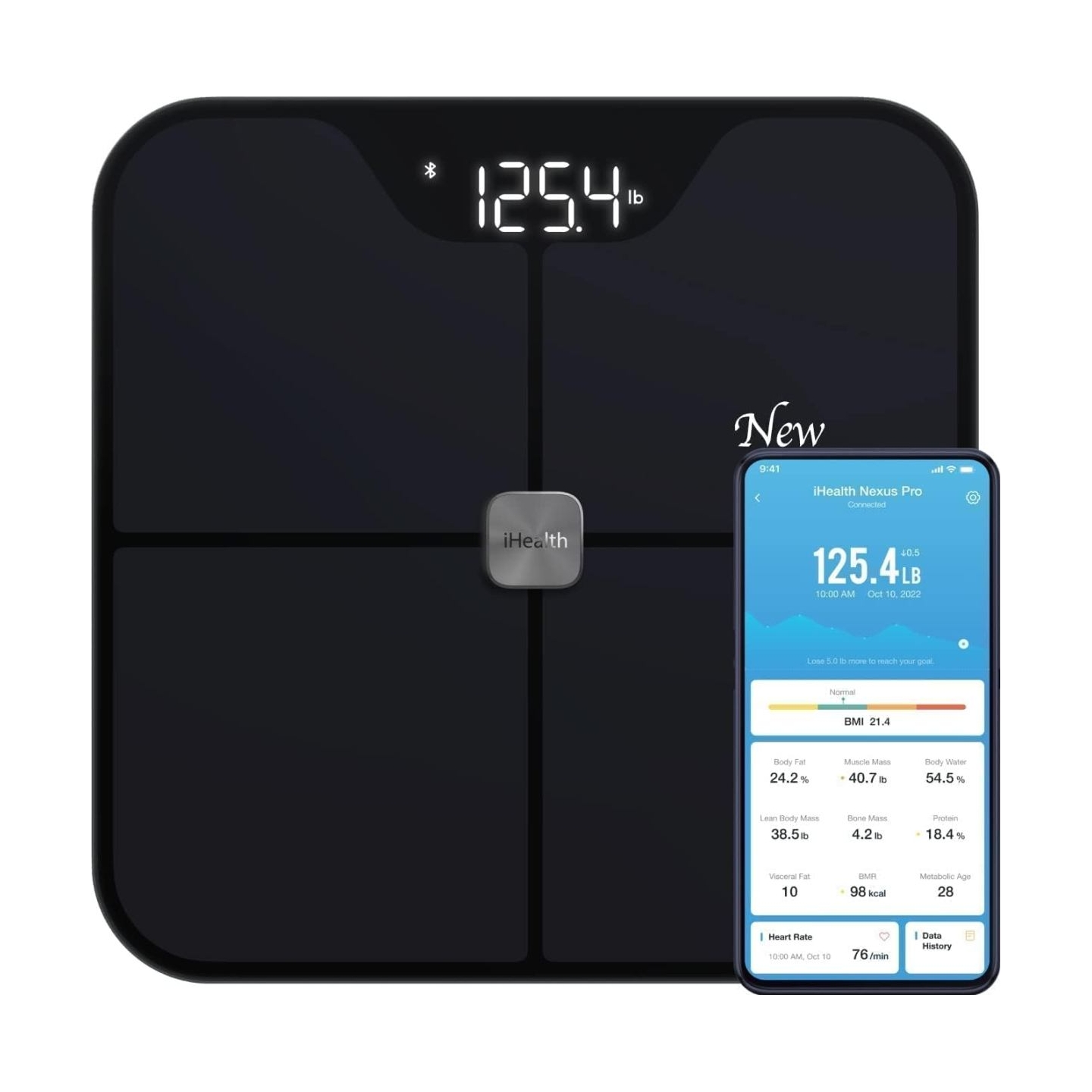 Ihealth | Wireless Body Composition Scale | Nexus Pro | Maximum weight (capacity) 181 kg | Body Mass Index (BMI) measuring | Bla