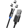 Colorway Cable 3in1 (Lightning+MicroUSB+Type-C) Magnetic Rotation 540° 2.4А, 1m | CW-CBUU037-BK