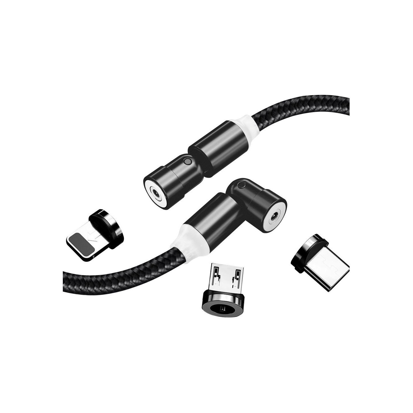 Colorway Cable 3in1 (Lightning+MicroUSB+Type-C) Magnetic Rotation 540° 2.4А, 1m | CW-CBUU037-BK