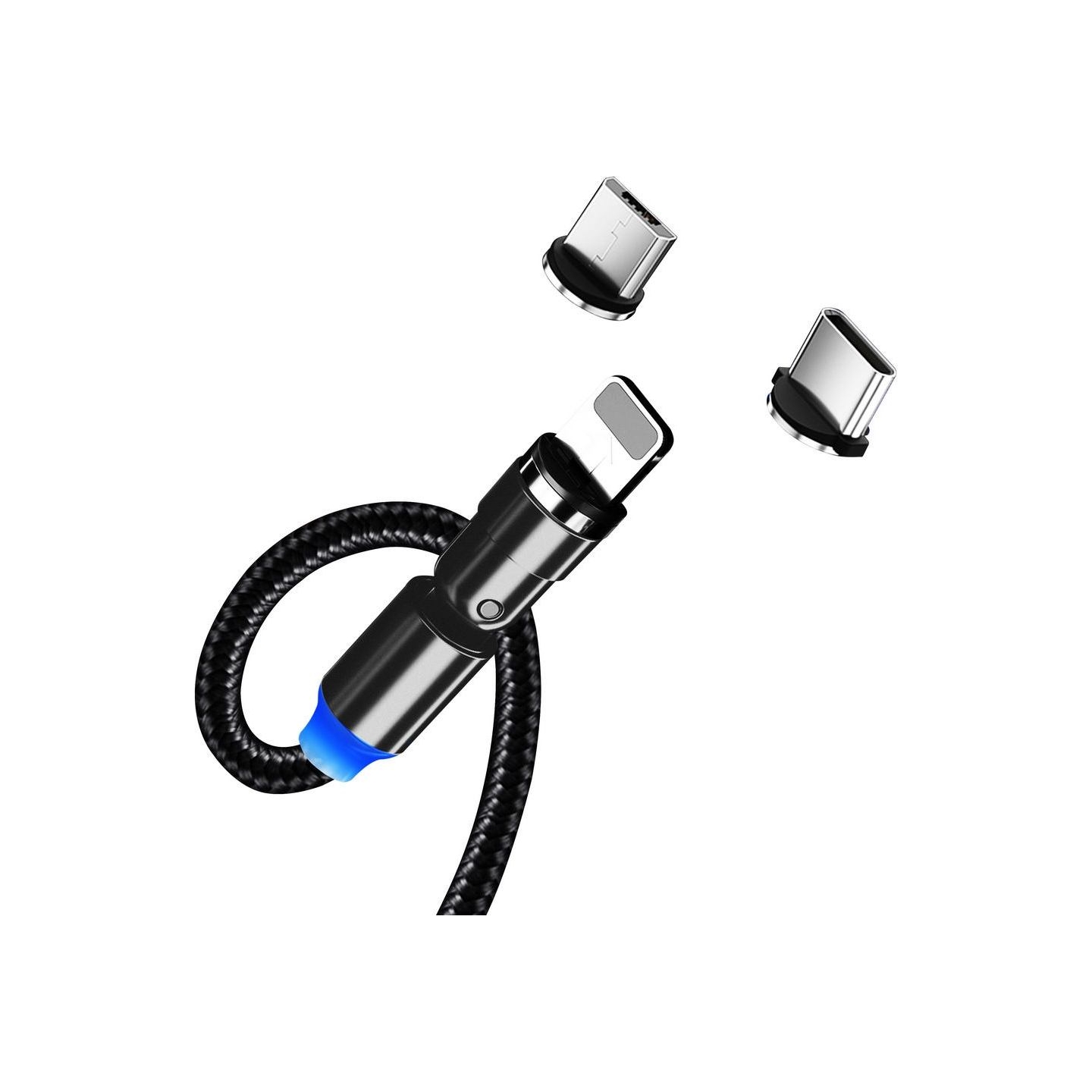 Colorway Cable 3in1 (Lightning+MicroUSB+Type-C) Magnetic Rotation 540° 2.4А, 1m | CW-CBUU037-BK