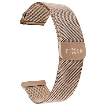 Fixed | Mesh Strap with Quick Release, 18mm, Stainless Steel Mesh Strap for Smartwatch | Gold
