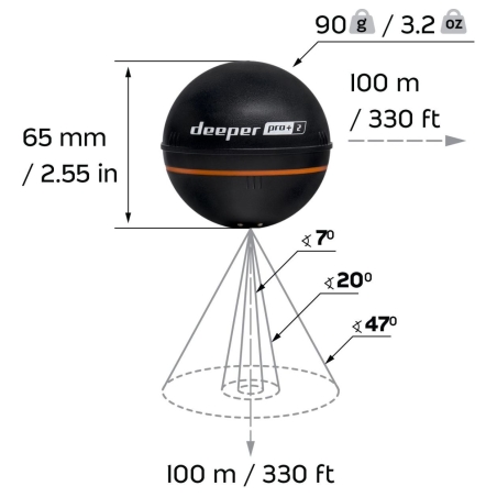 Deeper | Smart Sonar PRO+2 | Sonar | Wi-Fi | Black