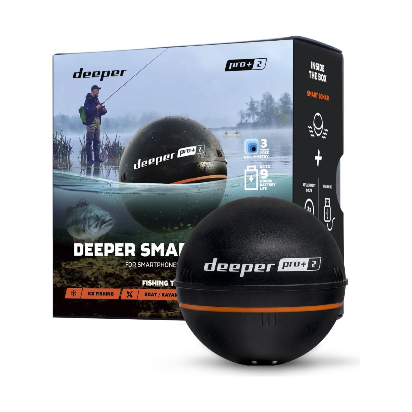 Deeper | Smart Sonar PRO+2 | Sonar | Wi-Fi | Black