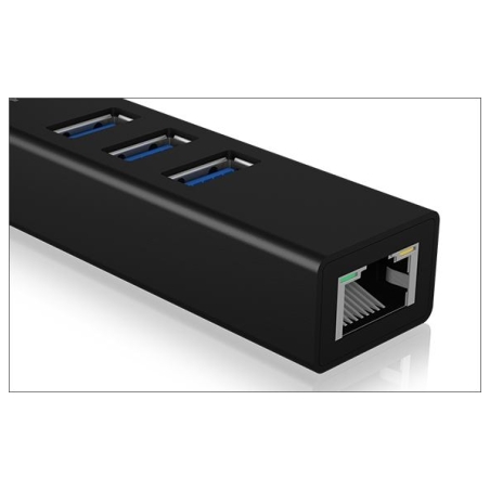 Raidsonic | 4 Port Hub with USB 3.0 Type-A, Type-C, Gigabit LAN | Icy Box IB-HUB1419-LAN