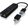 Raidsonic | 4 Port Hub with USB 3.0 Type-A, Type-C, Gigabit LAN | Icy Box IB-HUB1419-LAN