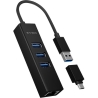 Raidsonic | 4 Port Hub with USB 3.0 Type-A, Type-C, Gigabit LAN | Icy Box IB-HUB1419-LAN