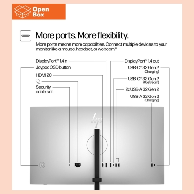 HP 727pq Series 7 Pro QHD Monitor - OPENBOX - 27" 2560x1440 QHD 400-nit 120Hz AG, IPS Black HDR 400, USB-C(15W)/HDMI/DisplayPort