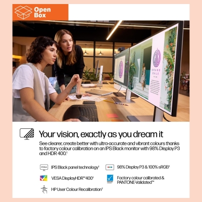 HP 727pq Series 7 Pro QHD Monitor - OPENBOX - 27" 2560x1440 QHD 400-nit 120Hz AG, IPS Black HDR 400, USB-C(15W)/HDMI/DisplayPort