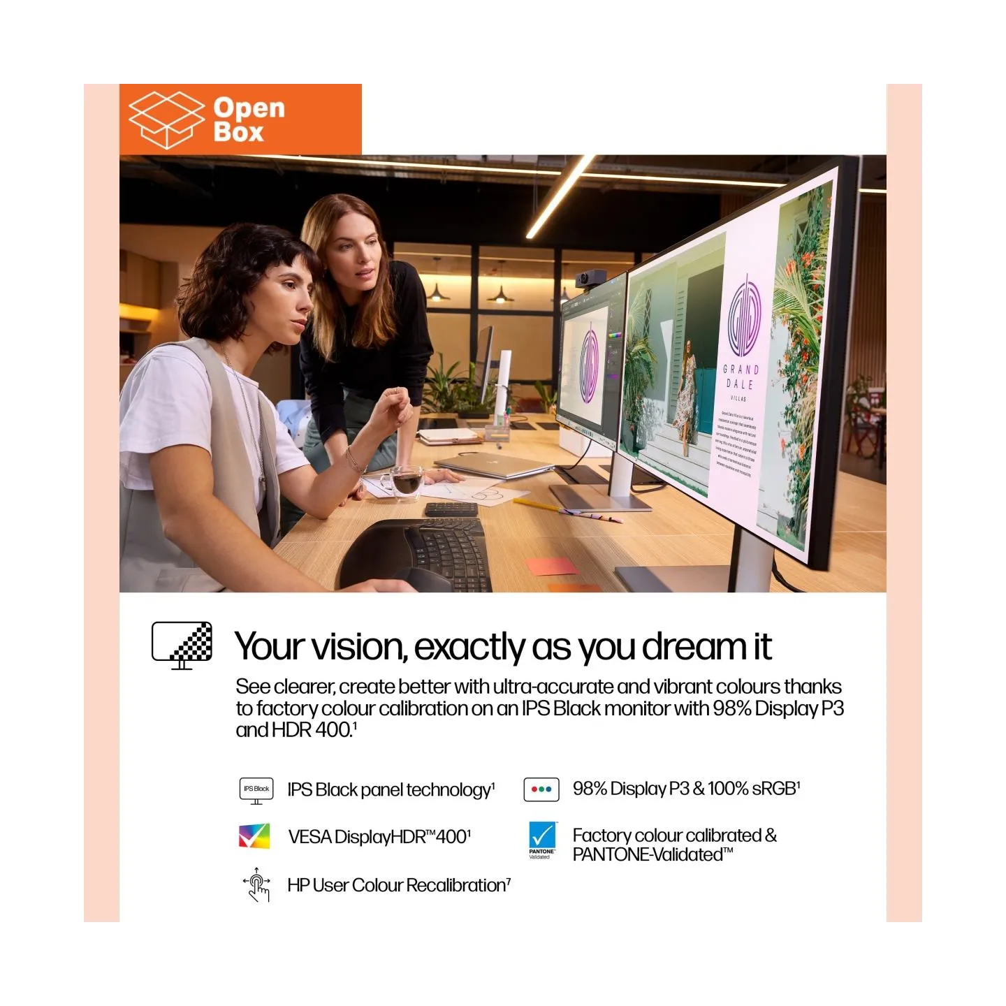 HP 727pq Series 7 Pro QHD Monitor - OPENBOX - 27" 2560x1440 QHD 400-nit 120Hz AG, IPS Black HDR 400, USB-C(15W)/HDMI/DisplayPort