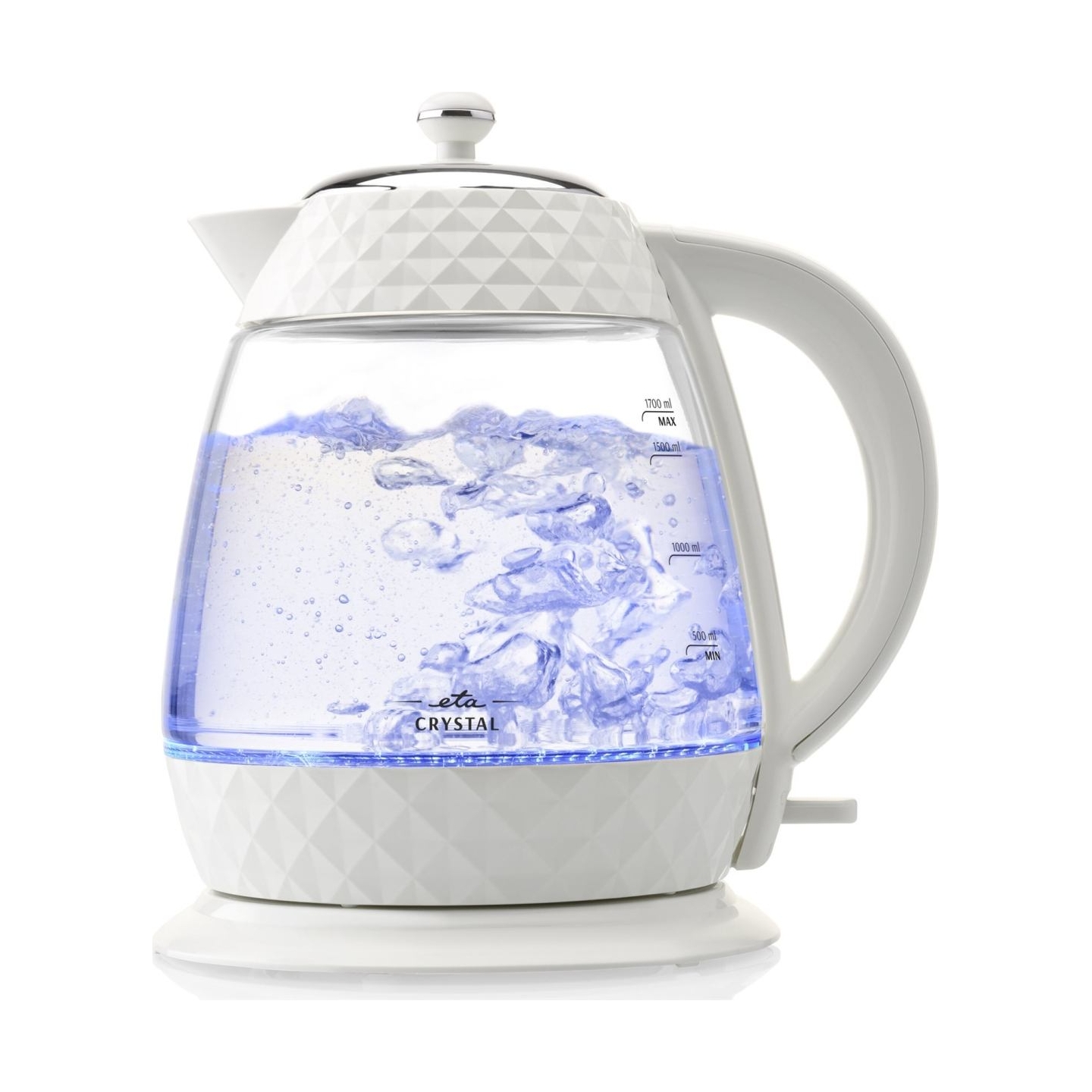 ETA | Crystal Kettle | ETA315490010 | Electric | 2200 W | 1.7 L | Glass | 360° rotational base | Glass/White