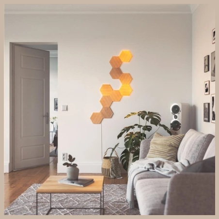 Nanoleaf | Elements Wood Look Hexagons Expansion Pack (3 panels) | Cool White + Warm White