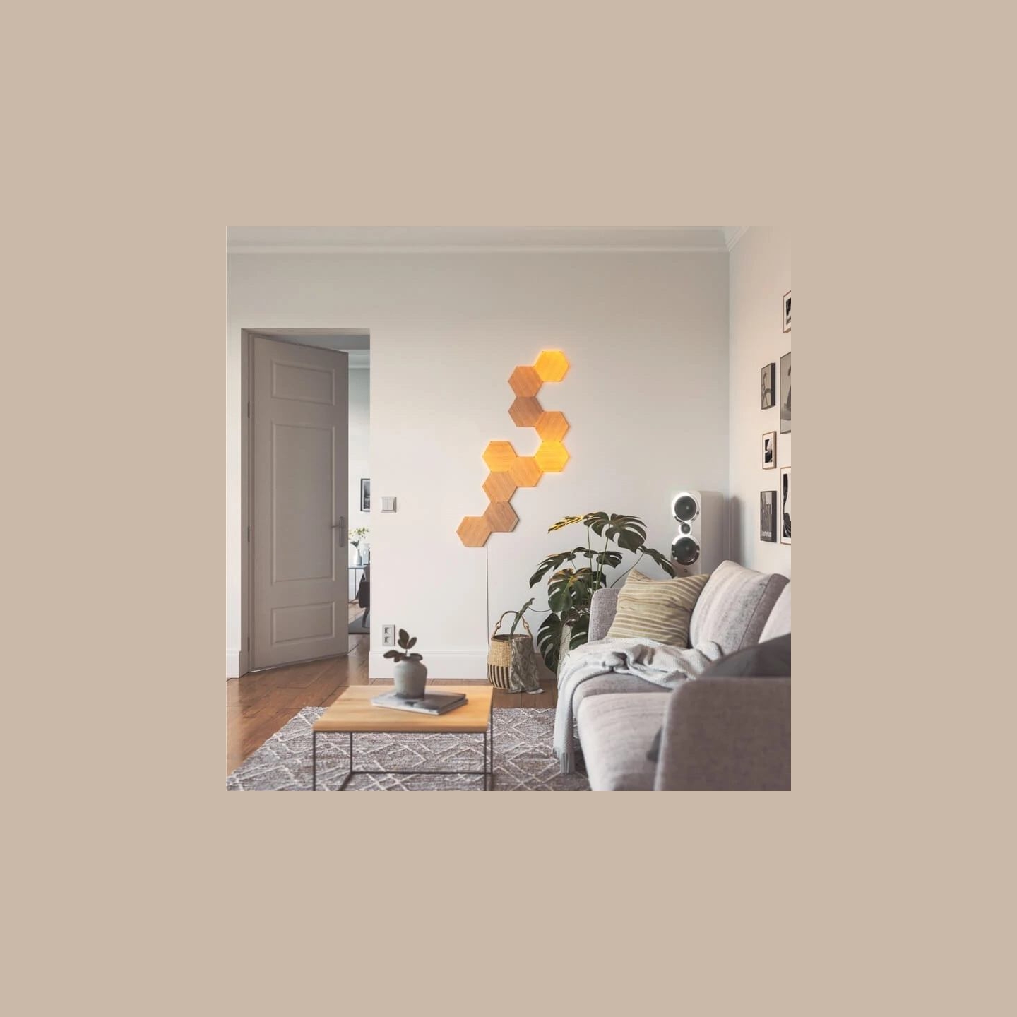 Nanoleaf | Elements Wood Look Hexagons Expansion Pack (3 panels) | Cool White + Warm White