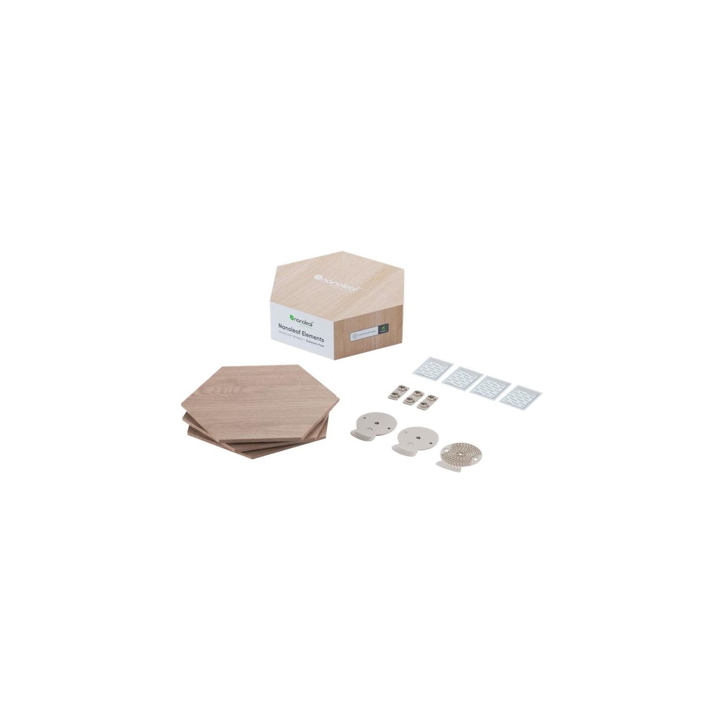 Nanoleaf | Elements Wood Look Hexagons Expansion Pack (3 panels) | Cool White + Warm White